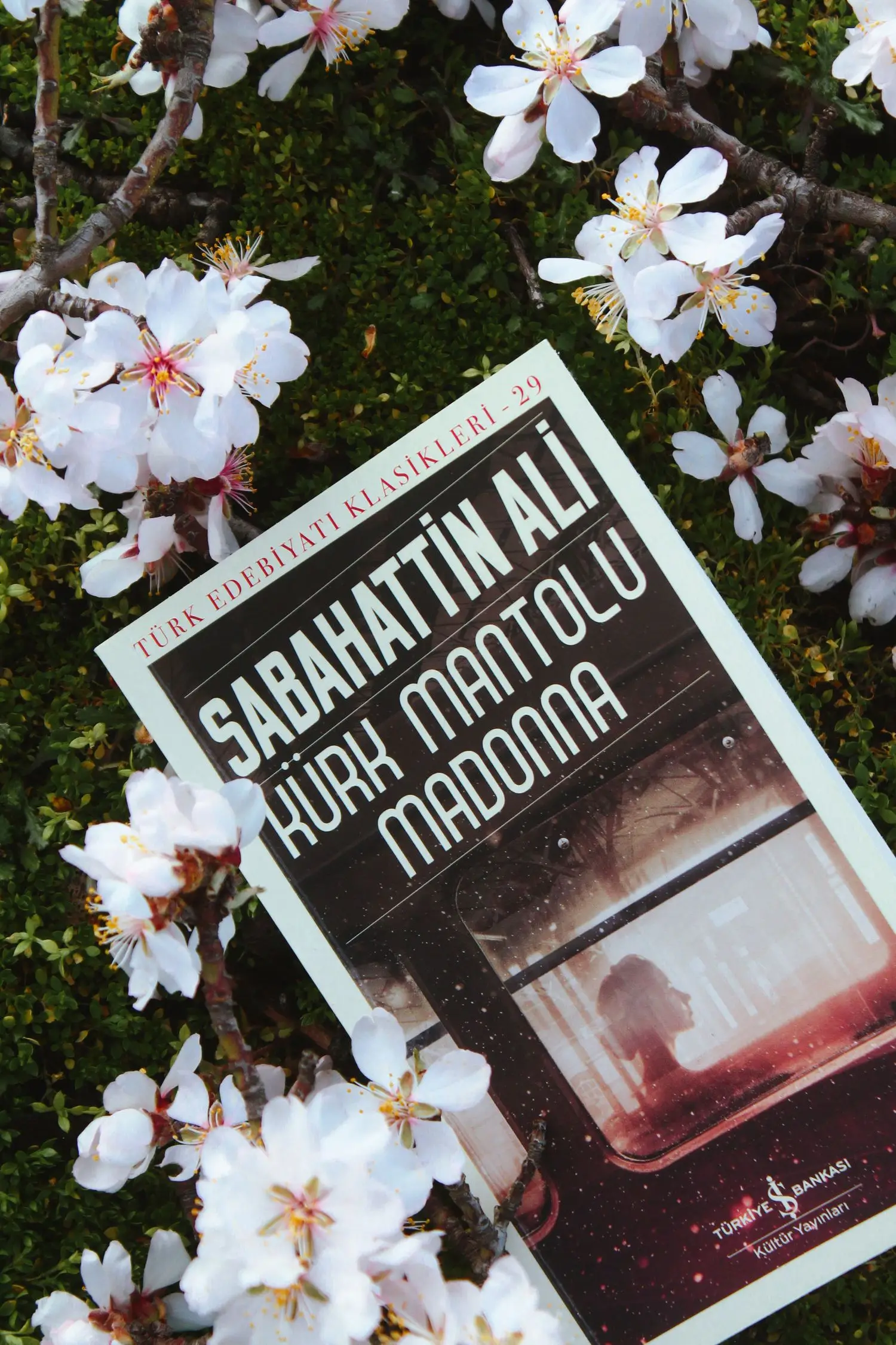 Novel placed among flowers